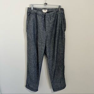 Aritzia Golden By TNA Cotton Linen Chambray Relaxed Pull On Pants